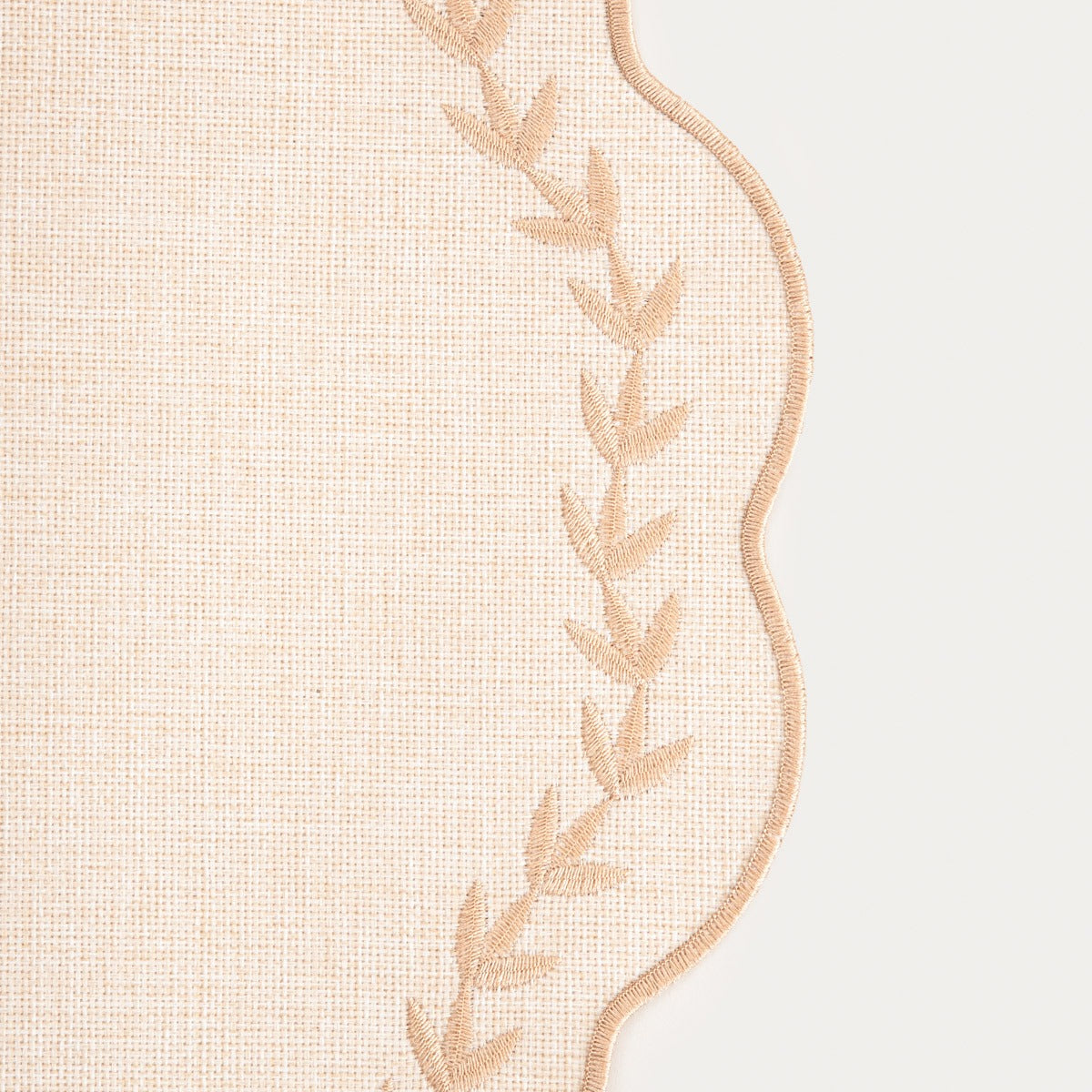 RAMINE Beige Embroidered Table Mats Set of 2, 38cm
