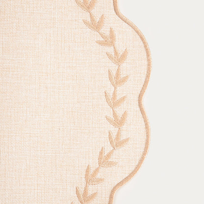 RAMINE Beige Embroidered Table Mats Set of 2, 38cm