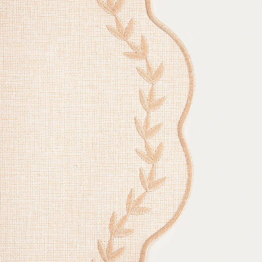 RAMINE Beige Embroidered Table Mats Set of 2, 38cm
