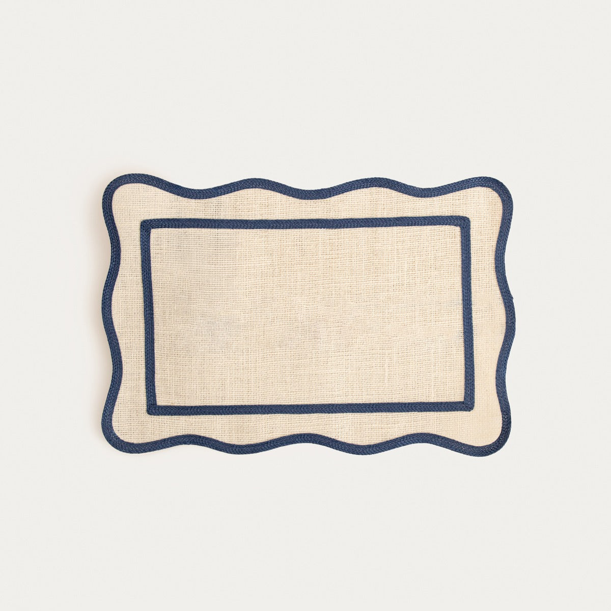 VIENTO Table Mats with Decorative Blue Edging, Set of 2, 30x45cm