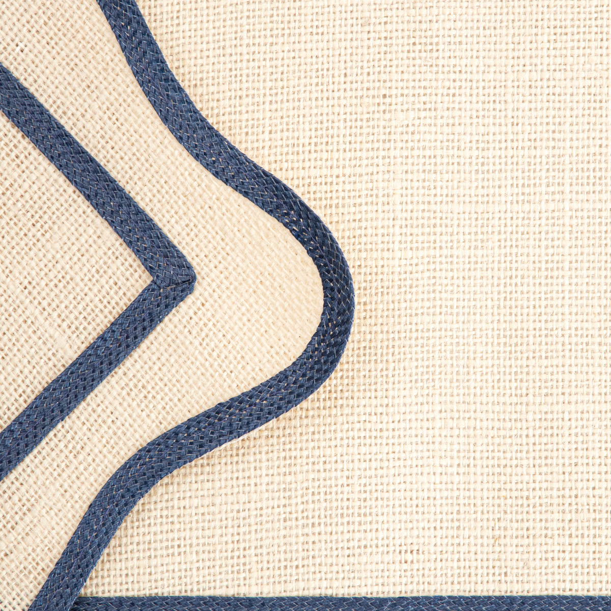 VIENTO Table Mats with Decorative Blue Edging, Set of 2, 30x45cm