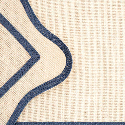 VIENTO Table Mats with Decorative Blue Edging, Set of 2, 30x45cm