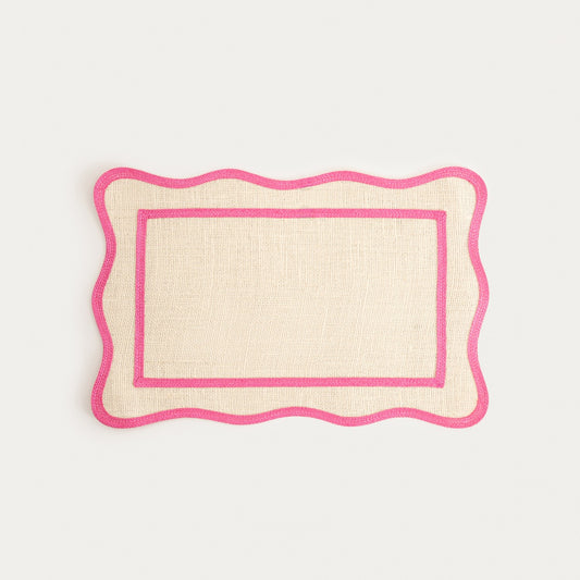 VIENTO Table Mats with Decorative Pink Piping, Set of 2