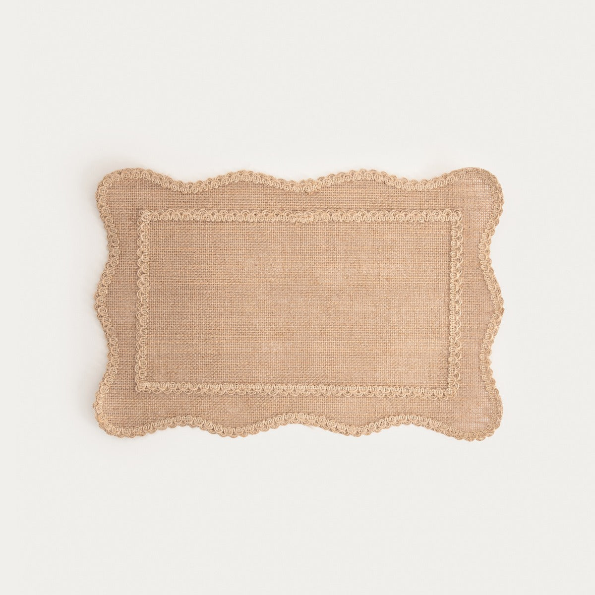 CALMA Beige Table Mats with Decorative Jute Edging - Set of 2