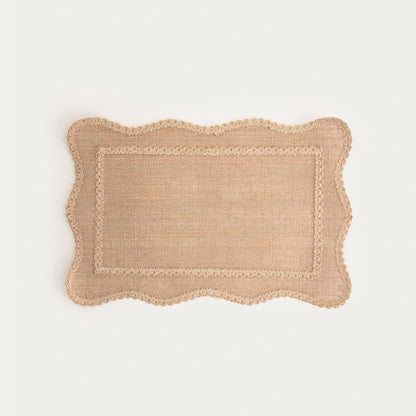 CALMA Beige Table Mats with Decorative Jute Edging - Set of 2