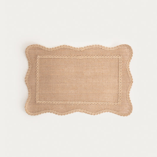 CALMA Beige Table Mats with Decorative Jute Edging - Set of 2