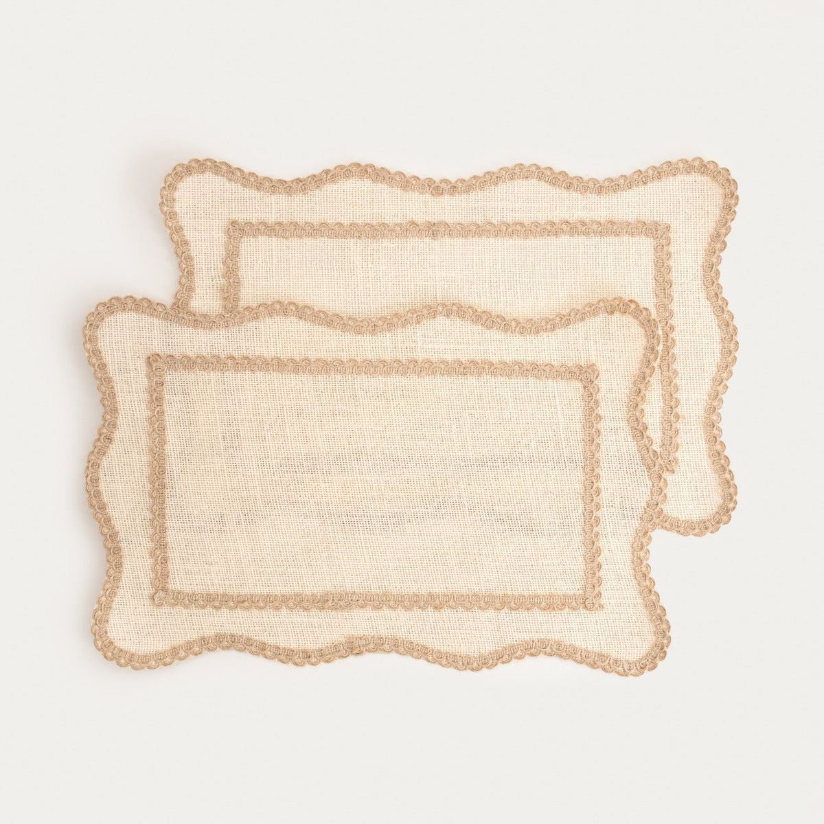 CALMA Ecru Table Mats with Decorative Jute Edging - Set of 2