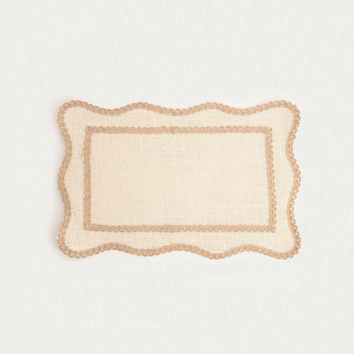 CALMA Ecru Table Mats with Decorative Jute Edging - Set of 2