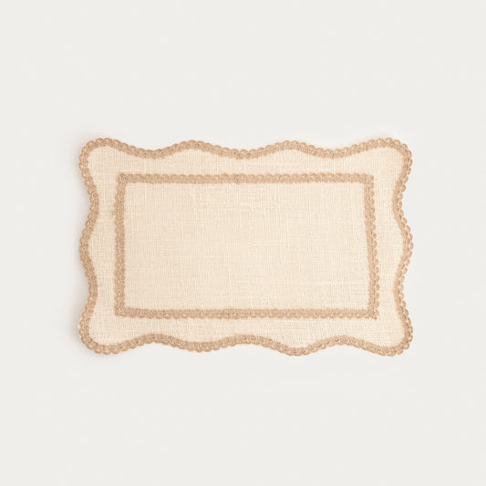 CALMA Ecru Table Mats with Decorative Jute Edging - Set of 2
