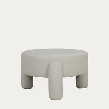 OLLER A Pouf in Ecru Fabric - Comfortable & Durable