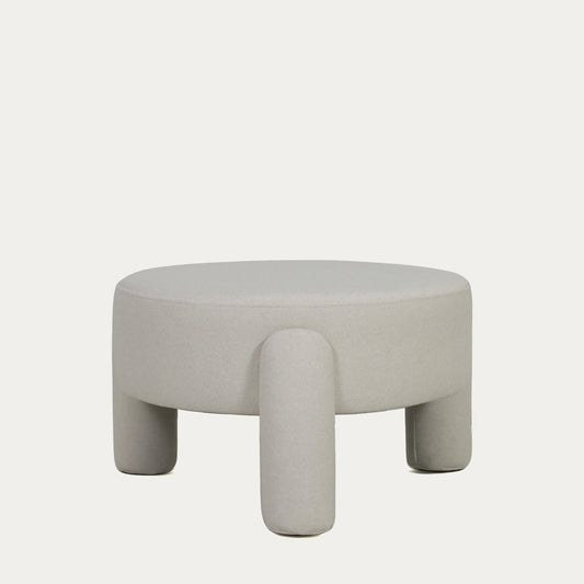 OLLER A Pouf in Ecru Fabric - Comfortable & Durable