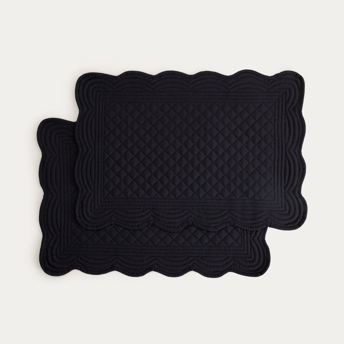 VELA Black Quilted Rectangular Table Mats Set of 2 - 30x45 cm