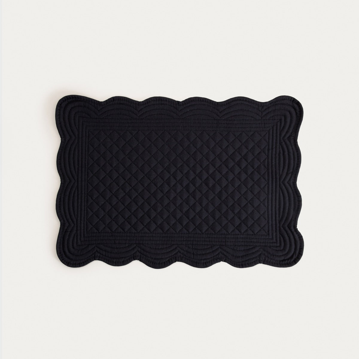 VELA Black Quilted Rectangular Table Mats Set of 2 - 30x45 cm