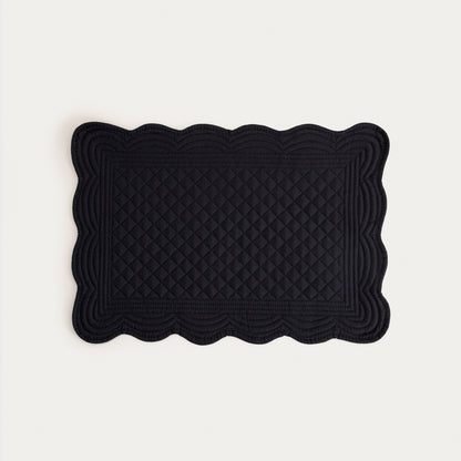 VELA Black Quilted Rectangular Table Mats Set of 2 - 30x45 cm