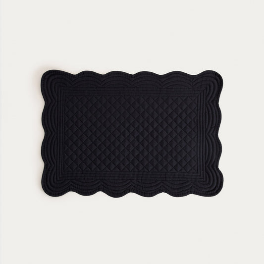 VELA Black Quilted Rectangular Table Mats Set of 2 - 30x45 cm