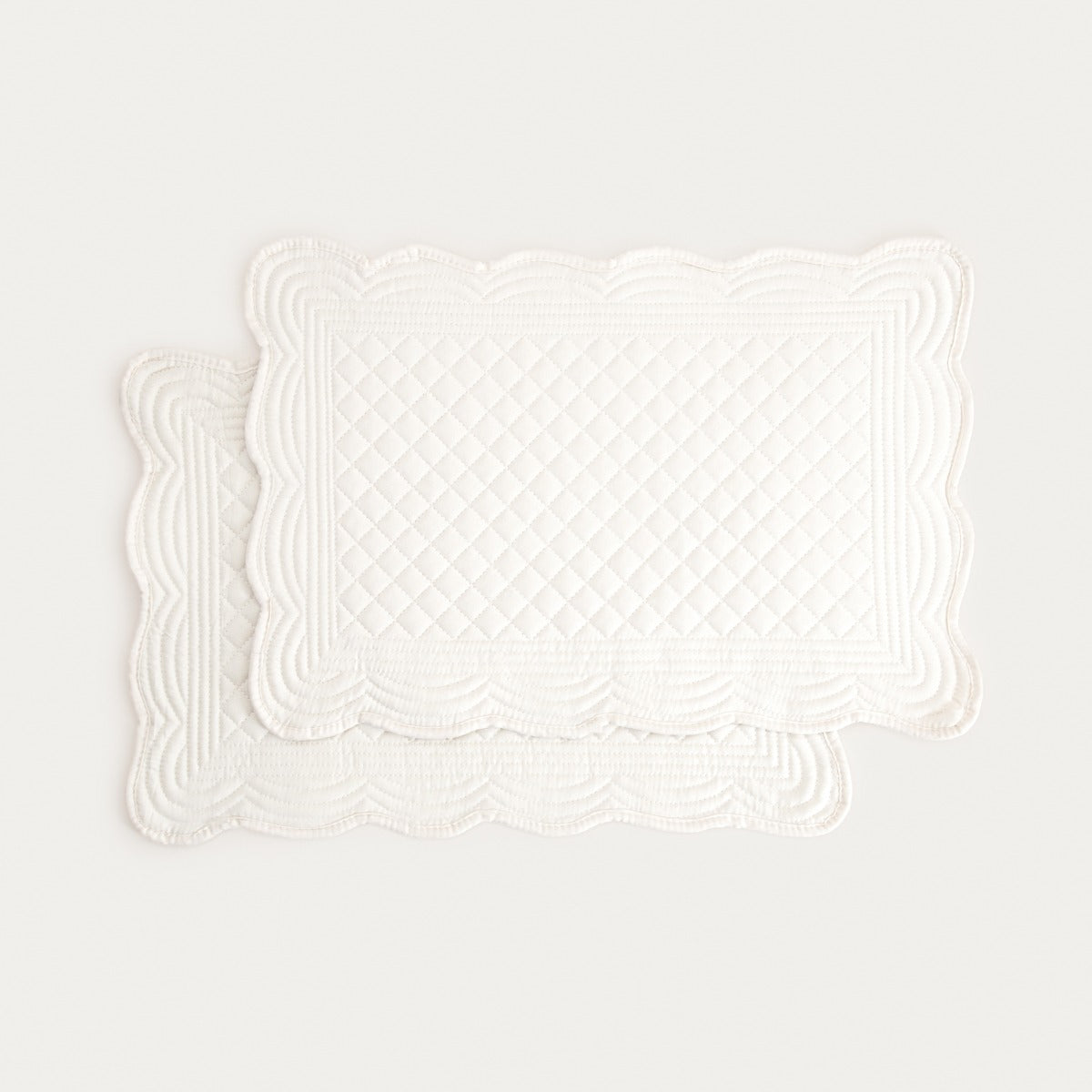 VELA Ecru Quilted Rectangular Table Mats Set of 2 - 30x45 cm