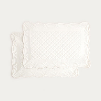 VELA Ecru Quilted Rectangular Table Mats Set of 2 - 30x45 cm