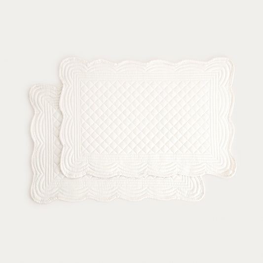 VELA Ecru Quilted Rectangular Table Mats Set of 2 - 30x45 cm