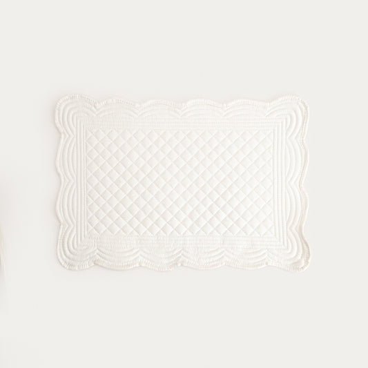 VELA Ecru Quilted Rectangular Table Mats Set of 2 - 30x45 cm