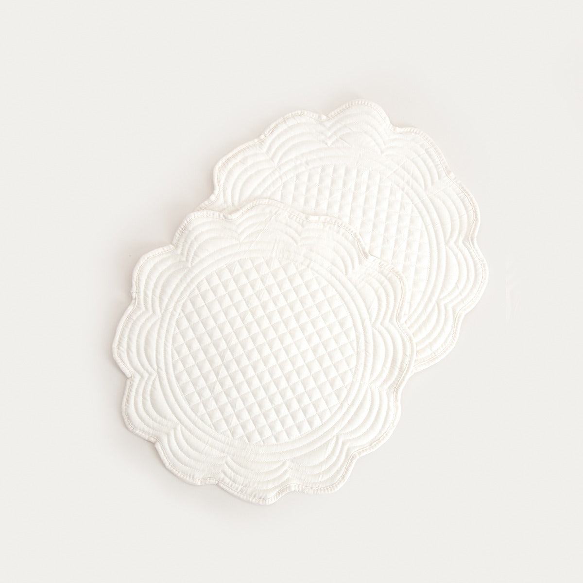 ALVEN Ecru Round Quilted Table Mats Set of 2 - 38cm
