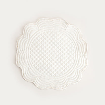 ALVEN Ecru Round Quilted Table Mats Set of 2 - 38cm