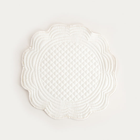 ALVEN Ecru Round Quilted Table Mats Set of 2 - 38cm