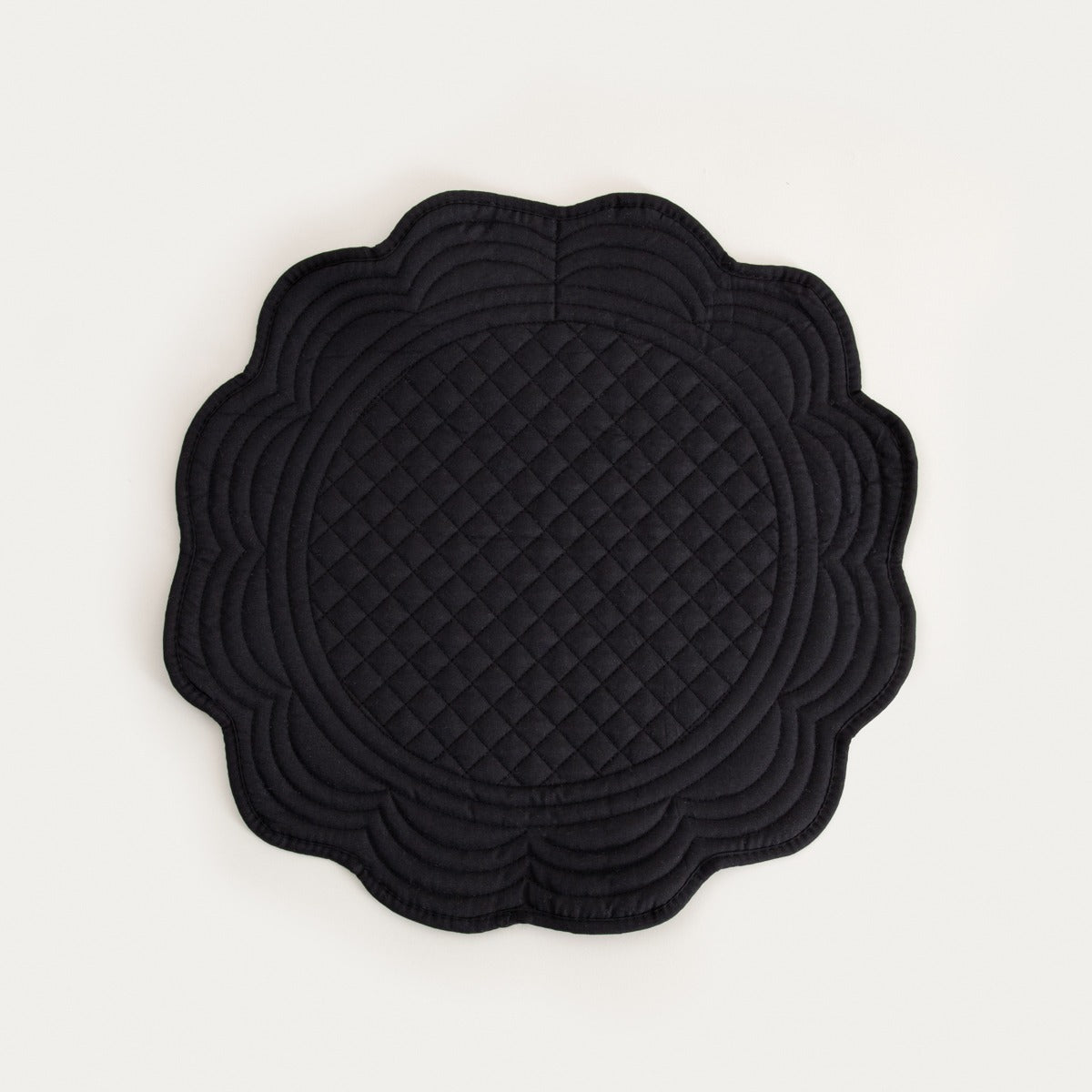 ALVEN Black Quilted Round Table Mats Set of 2 - 38cm