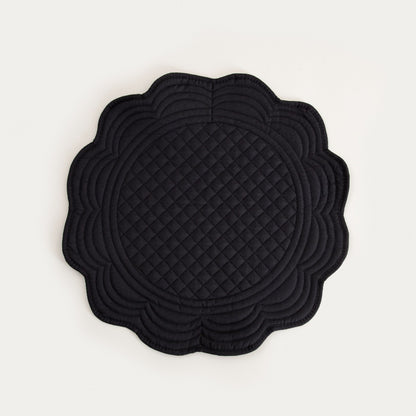 ALVEN Black Quilted Round Table Mats Set of 2 - 38cm