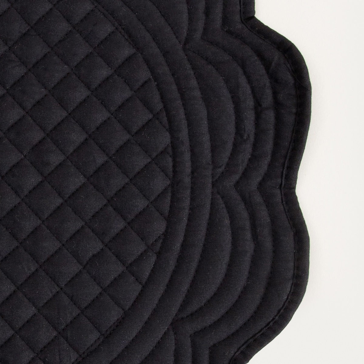 ALVEN Black Quilted Round Table Mats Set of 2 - 38cm