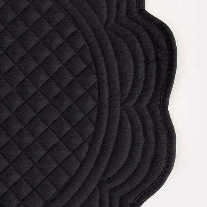 ALVEN Black Quilted Round Table Mats Set of 2 - 38cm