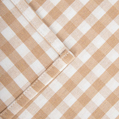 ABRIL Beige Checkered Table Runner with Cherry Blossom Embroidery 40x160 cm