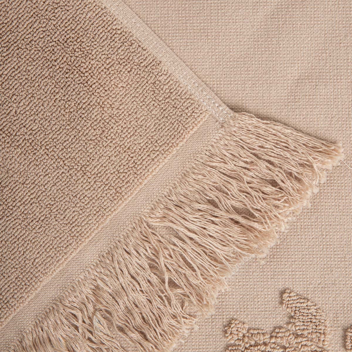 MAREA Beige Beach Towel with Turtle Embroidery 100x150 cm