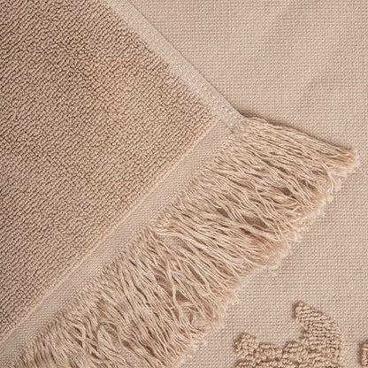 MAREA Beige Beach Towel with Turtle Embroidery 100x150 cm