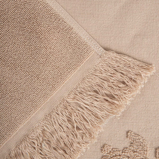 MAREA Beige Beach Towel with Turtle Embroidery 100x150 cm
