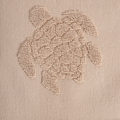 MAREA Beige Beach Towel with Turtle Embroidery 100x150 cm
