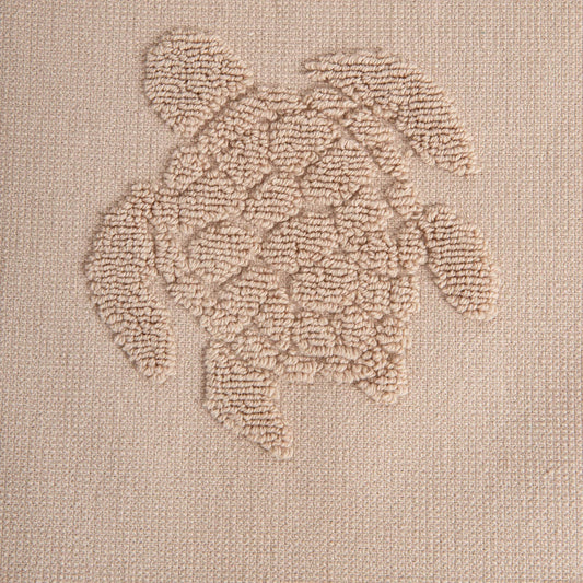 MAREA Beige Beach Towel with Turtle Embroidery 100x150 cm