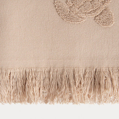 MAREA Beige Beach Towel with Turtle Embroidery 100x150 cm