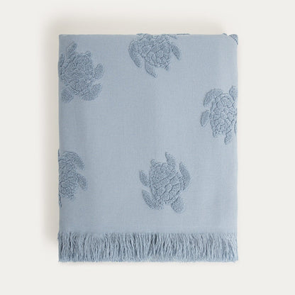 MAREA Blue Beach Towel with Turtle Embroidery 100x150 cm