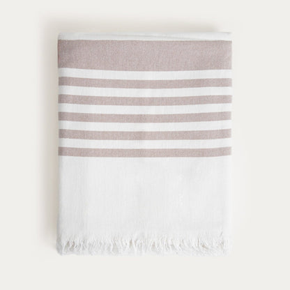 SCAFO Beige Striped Beach Towel 90x170 cm