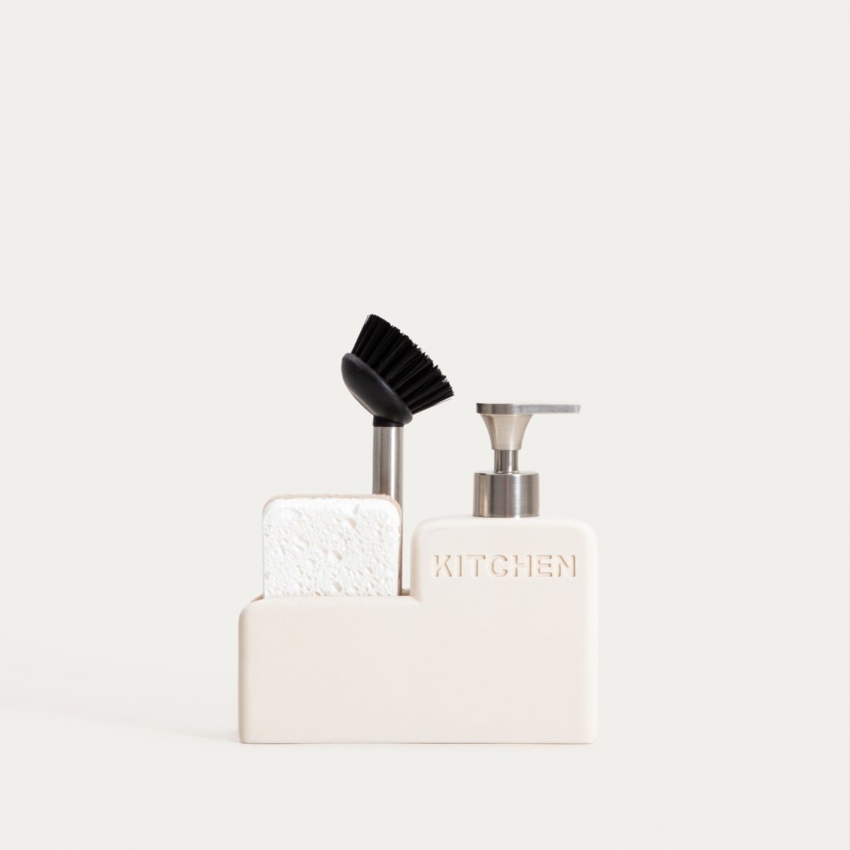 DOSSE Cream Kitchen Dispenser with Sponge and Soap Holder