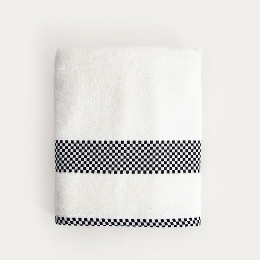 TIVA Bath Towel with Black Check Pattern 70x130 cm