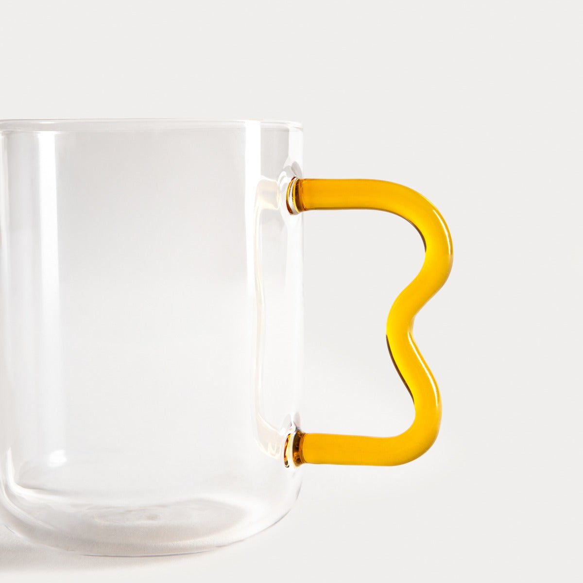 ZIGRA Glass Mug with Wavy Yellow Handle 0.4L