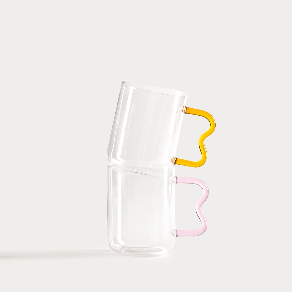 ZIGRA Glass Mug with Wavy Yellow Handle 0.4L