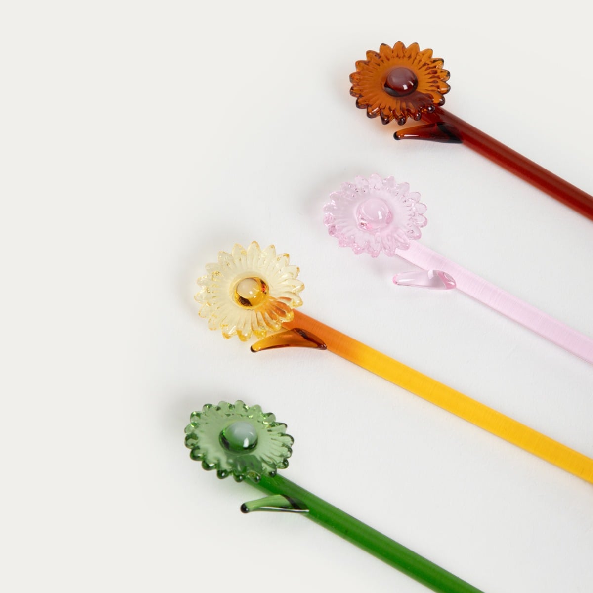 Set of OBERA Floral Glass Teaspoons, 4 pcs