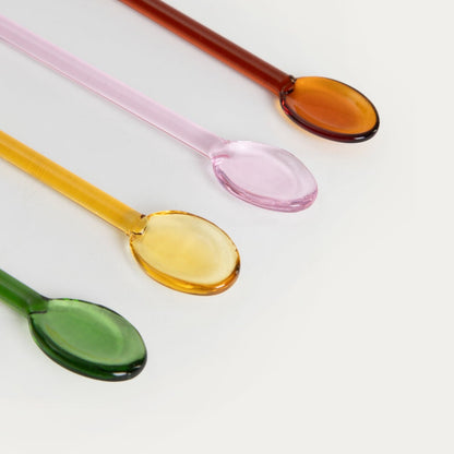 Set of OBERA Floral Glass Teaspoons, 4 pcs