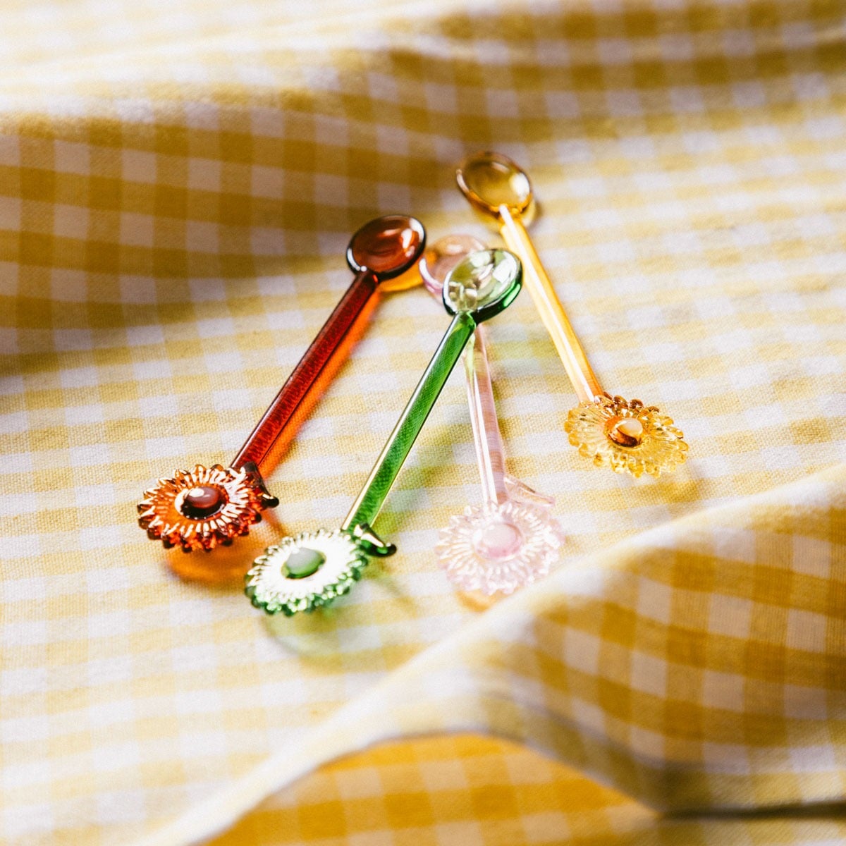 Set of OBERA Floral Glass Teaspoons, 4 pcs