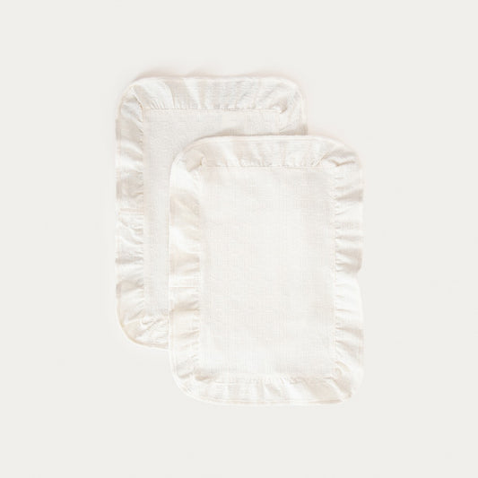 KALIRA Ecru Table Mats Set of 2 with Decorative Texture and Frill
