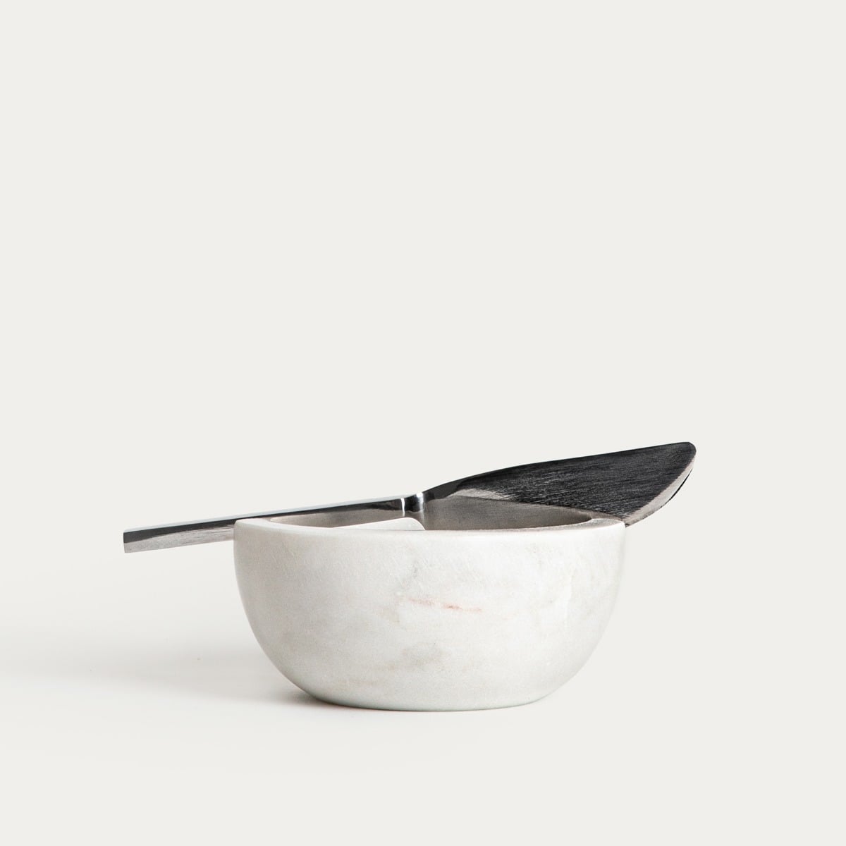 Marble Butter Serving Dish with Spreading Knife 10x4cm