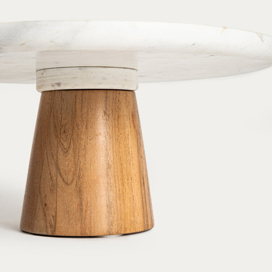 Serving dish Marble Serving Dish on Acacia Wood Stand 28x13 cm