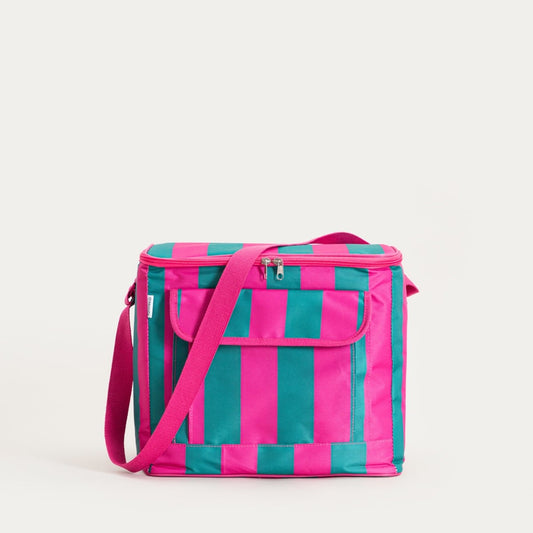 RAYAS Thermal Bag in Pink and Turquoise Stripes | 32x23x28 cm
